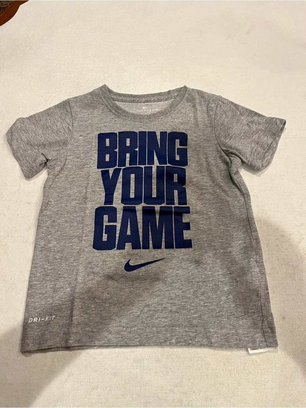 Nike Dri-FIT 'Bring Your Game' Gray kids Tee. So cute!